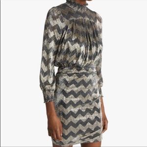 Ba&sh robe goldy zigzag metallic dress. Size small.